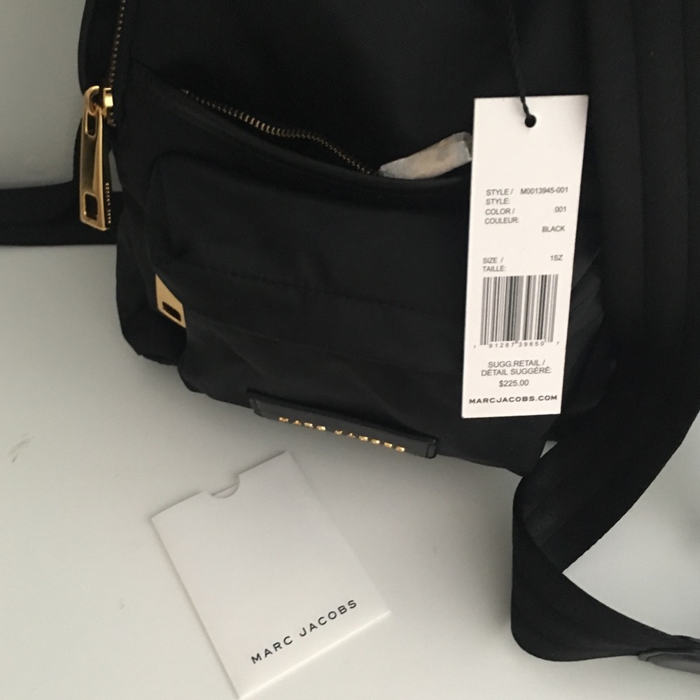 Marc Jacobs Mini Varsity Nylon Backpack Black Gold - Picture 7 of 8